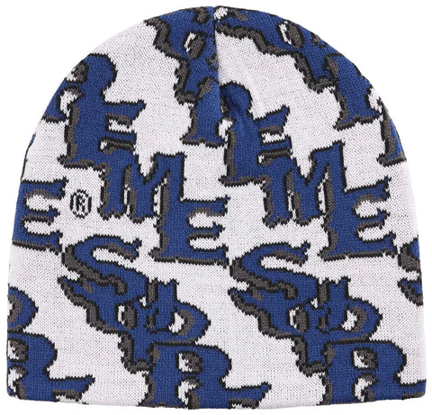 Supreme Slanted Gothic Outline Beanie White/Blue