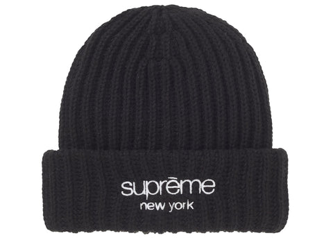 Supreme Chunky Rib Classic Logo Beanie Black