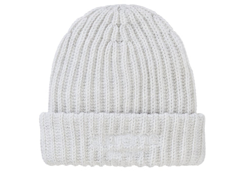 Supreme Chunky Rib Classic Logo Beanie White