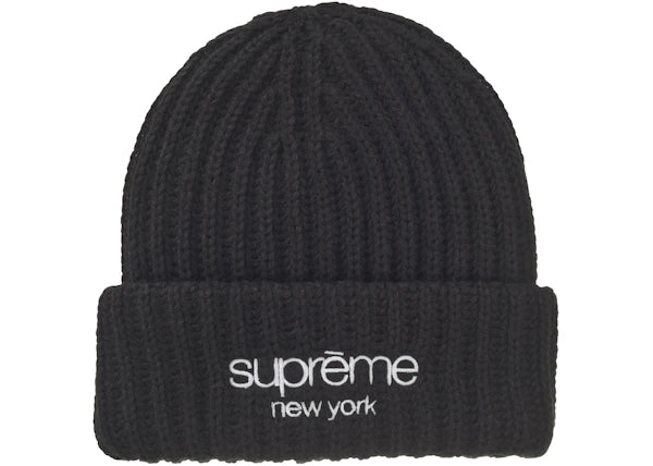 Supreme Classic Logo Chunky Ribbed Beanie (FW24) Black