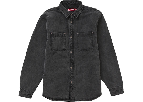 Supreme Faux Shearling Lined Work Shirt Black Denim