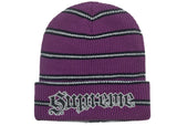 Supreme Metallic Stripe Beanie Purple