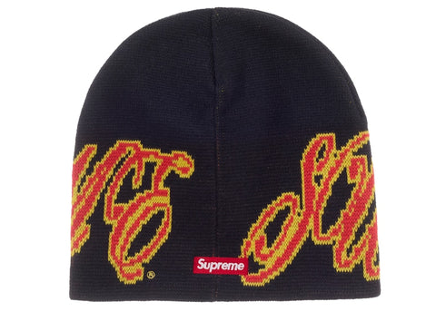Supreme New Era Cursive Beanie Navy