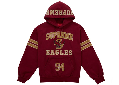 Supreme Rhinestone Eagle Hooded Sweatshirt Red