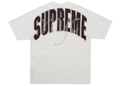 Supreme Rhinestone Script S/S Top White