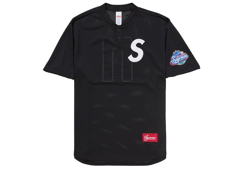 Supreme S Logo Baseball Henley (SS25) Black - Primary Image