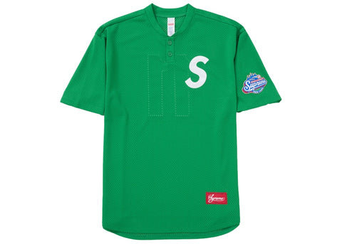Supreme S Logo Baseball Henley (SS25) Green - Primary Image