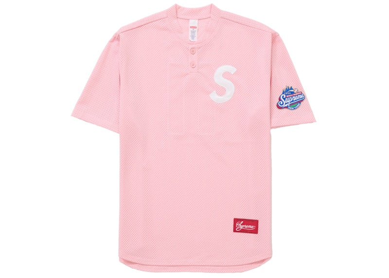 Supreme S Logo Baseball Henley (SS25) Pink - Primary Image