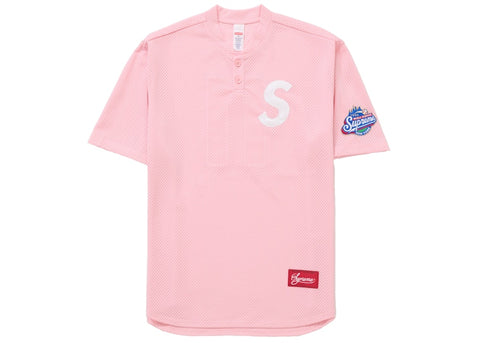 Supreme S Logo Baseball Henley (SS25) Pink - Primary Image