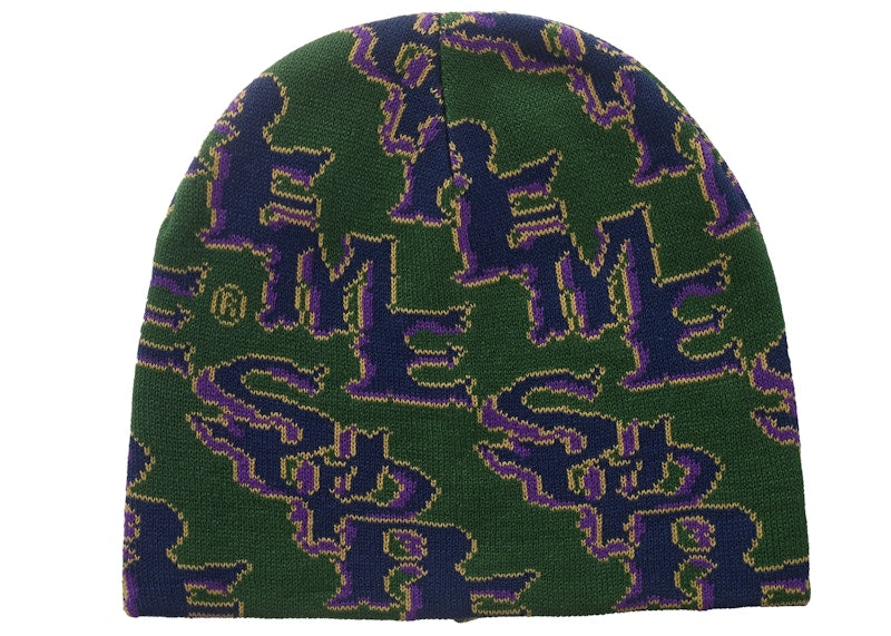 Supreme Slanted Gothic Outline Beanie Green