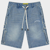 Godspeed Femur Frayed Denim Shorts Blue